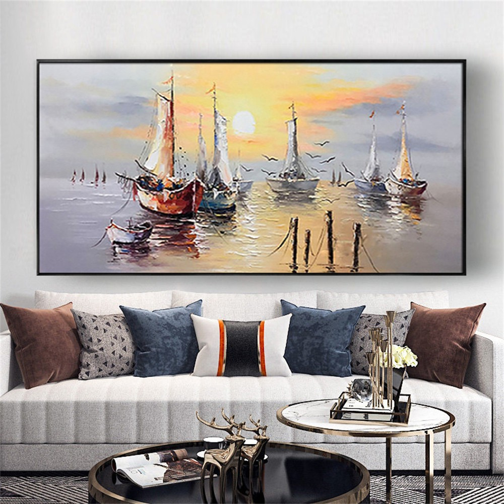 Home Office Image - 1pc Frameless Canvas Painting Sailing Boat