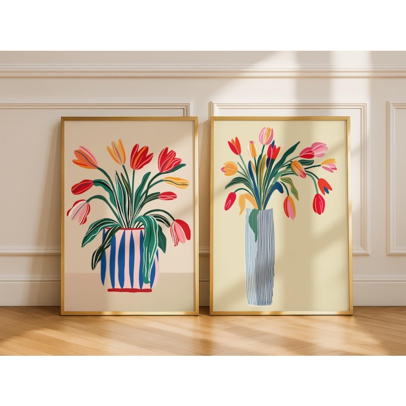 Home Office Image - 2pcs Tulip Flowers Canvas Wall Art,