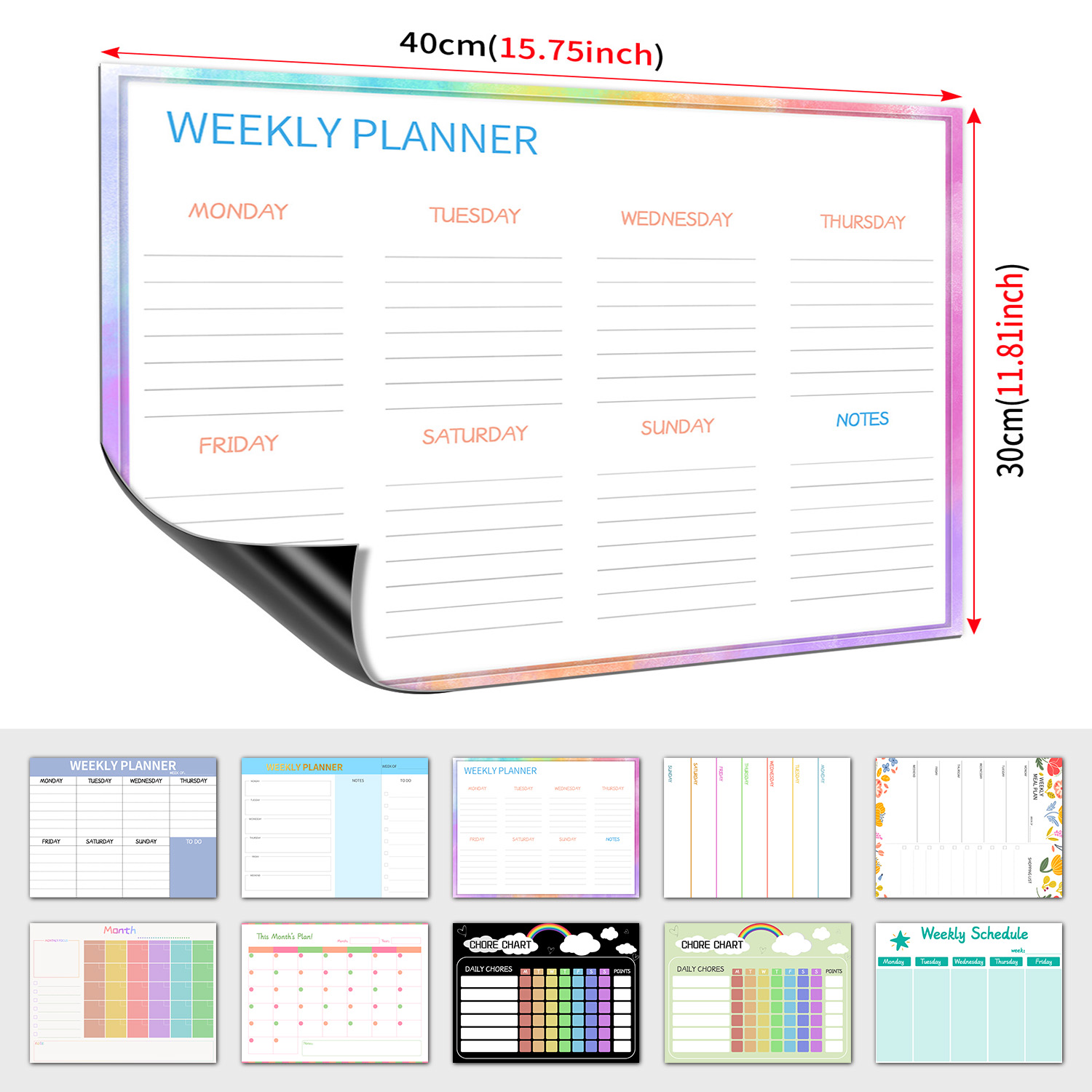 Letter Tray Desk - Magnetic Weekly Planner Fridge Whiteboard 40×30cm