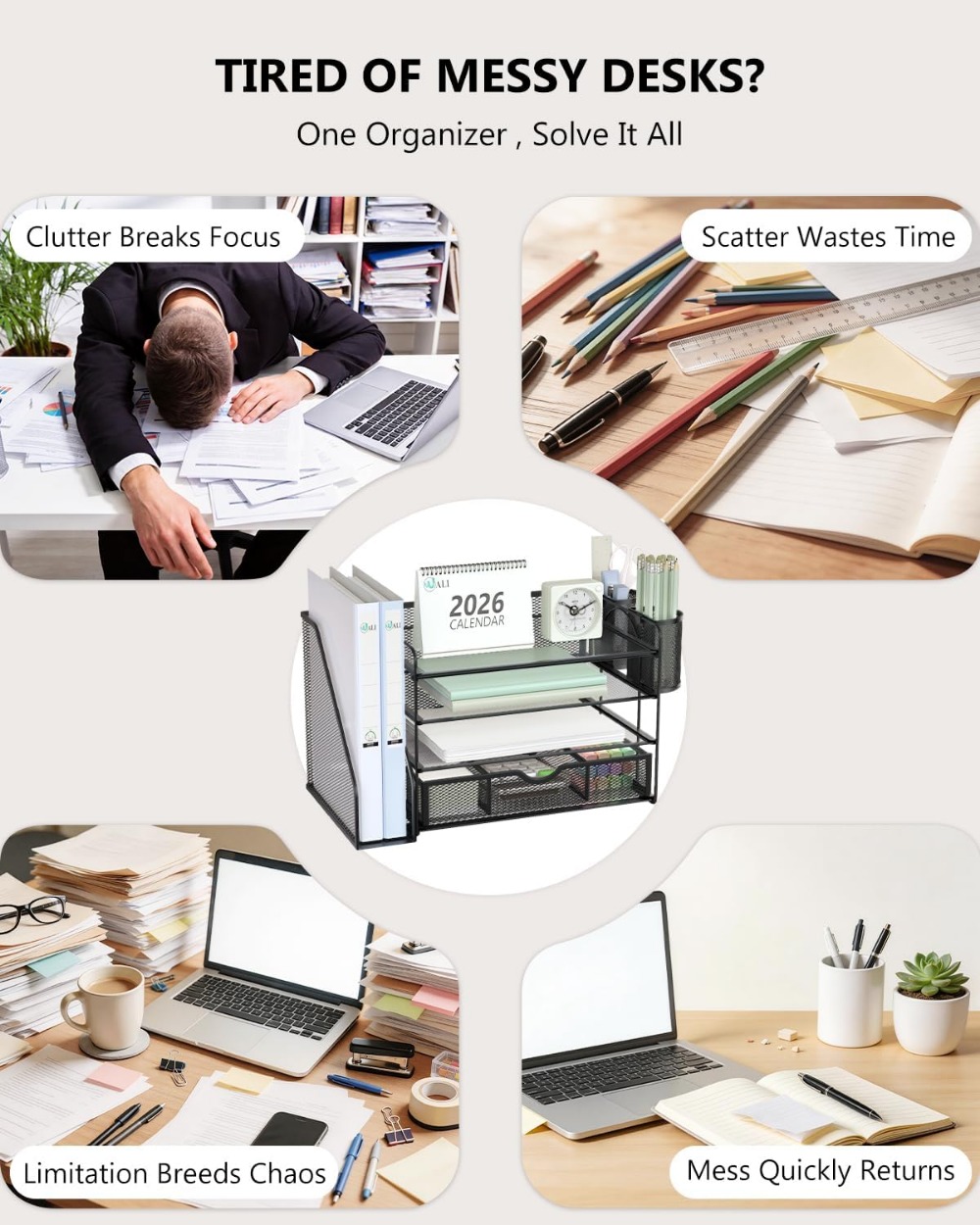 4-Tier Desktop File Organizer  - Home Office Image ulasan dan harga