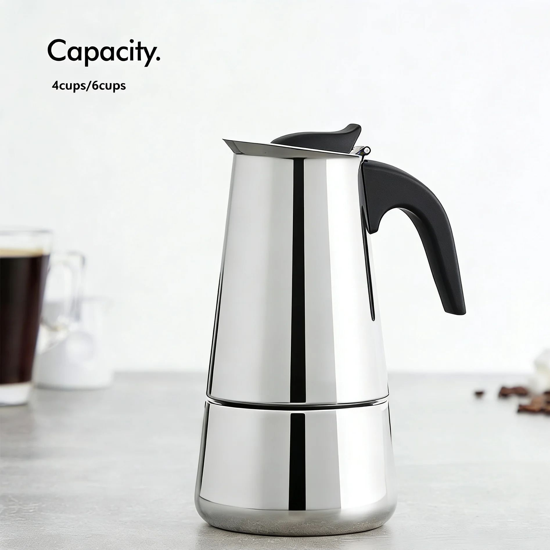 4/6  Stainless Steel Moka Pot, - Home Office Moka ulasan dan harga