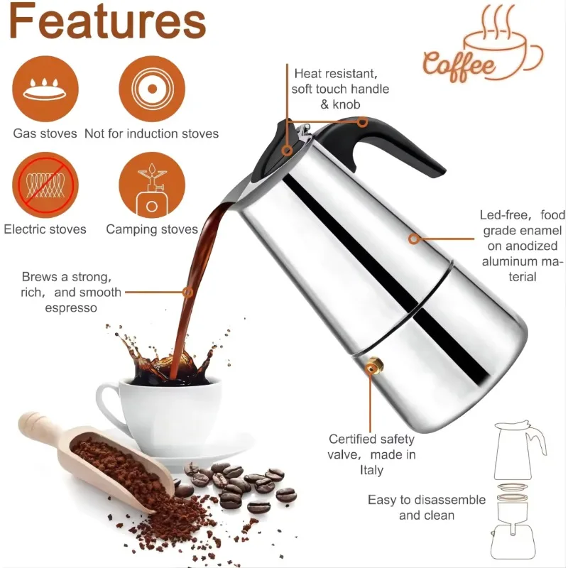 Italian Stainless Steel Moka C - Home Office Moka ulasan dan harga