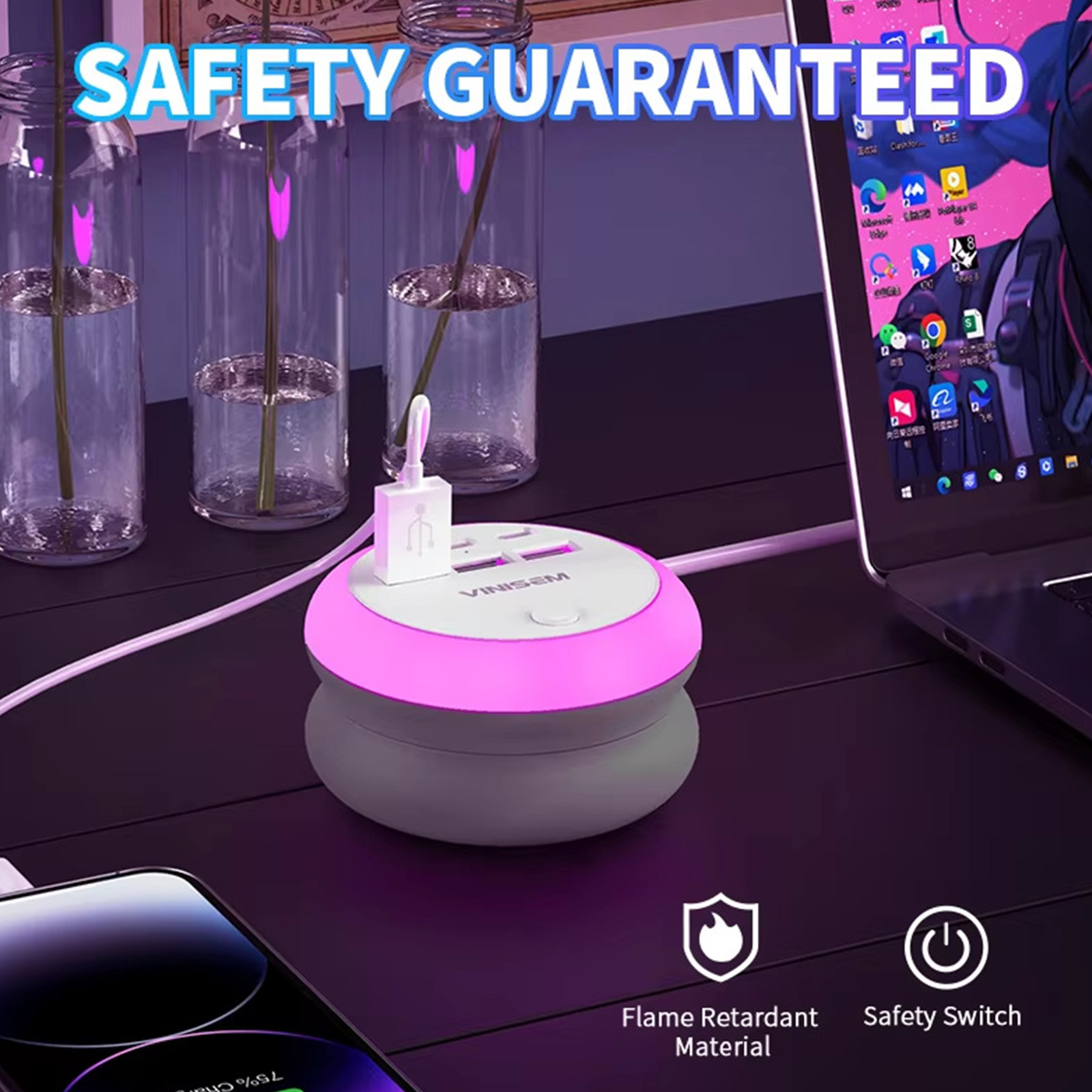 Fast Charging Power Strip Roun - Home Office Of Uk ulasan dan harga