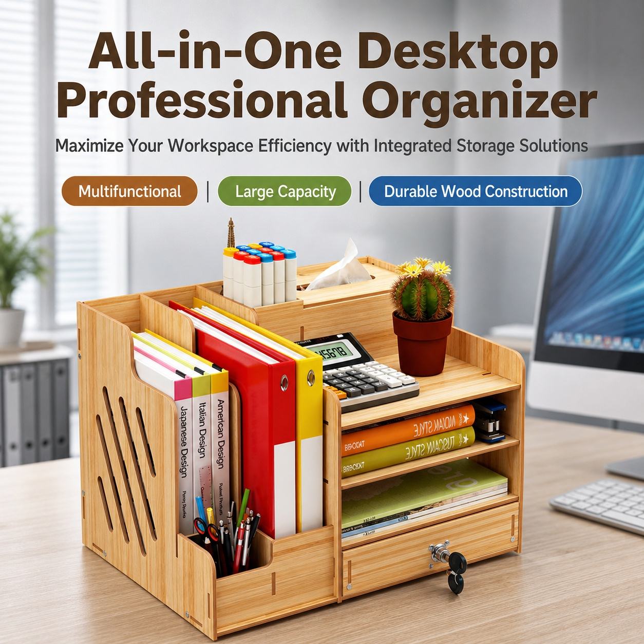 Home Organizer Rack Wooden Des - Letter Tray Desk ulasan dan harga