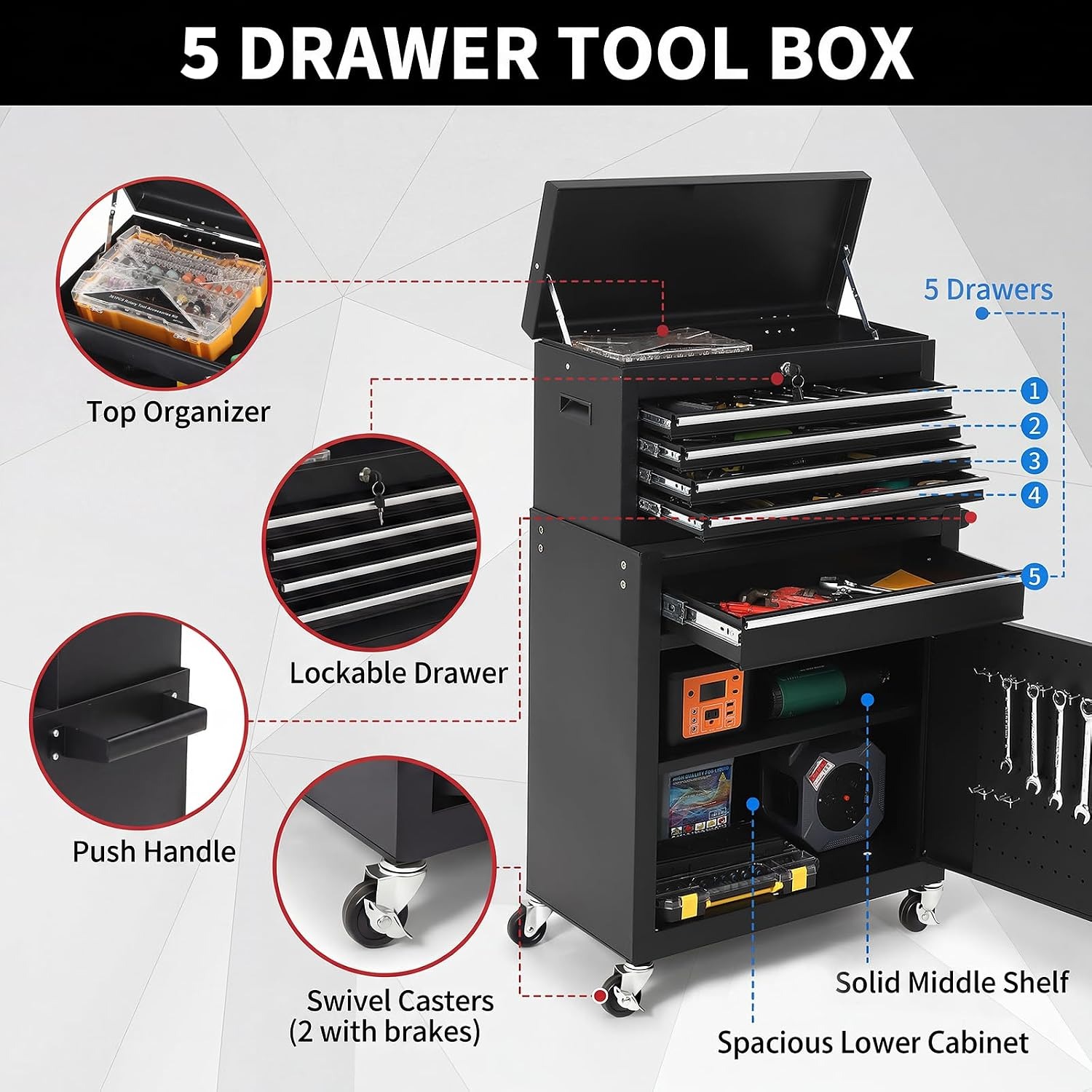5 Drawer Rolling Tool Cabinet  - Rolling File Cart ulasan dan harga