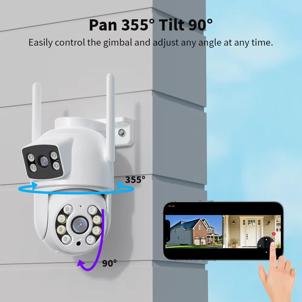 8MP Dual Lens Wifi Camera PTZ  - Home Office Email ulasan dan harga
