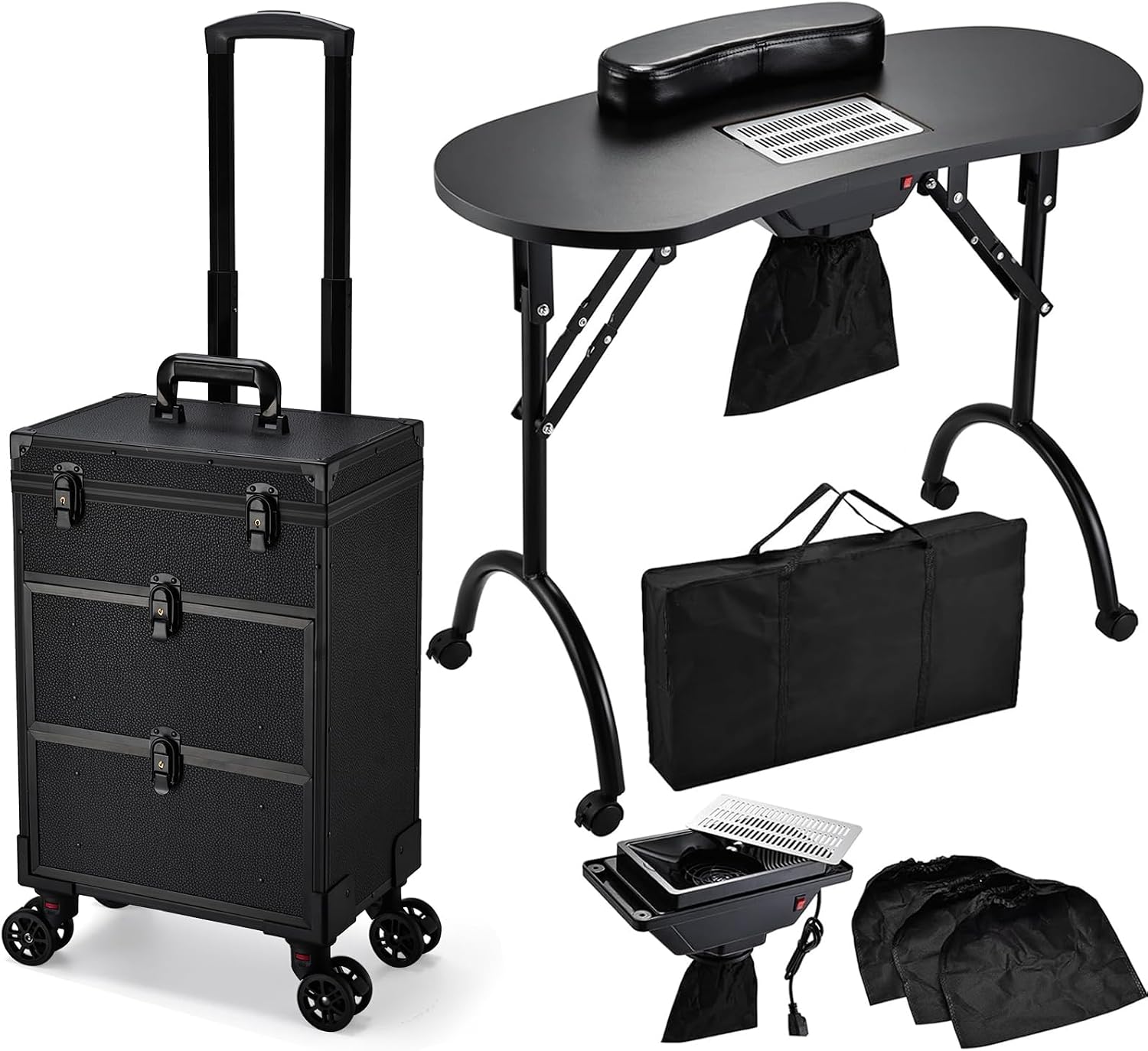 Black Rolling Makeup Train Cas - Rolling File Cart ulasan dan harga