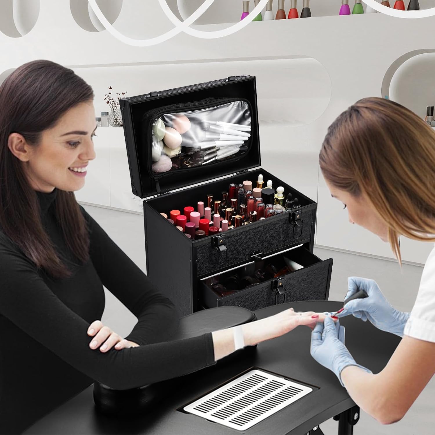 Black Rolling Makeup Train Cas - Rolling File Cart ulasan dan harga